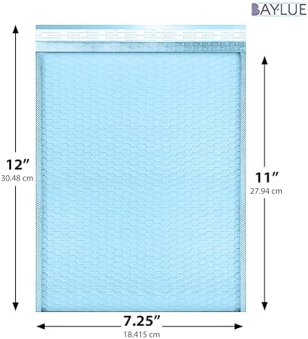Light Blue Bubble Mailers 7.25x12, Poly Padded Envelopes #1, 100 Pack - Image 2
