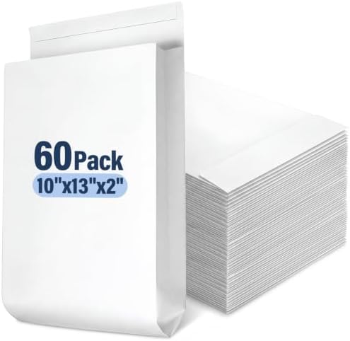 60 Pack Expandable Catalog Manilla Envelopes 10x13 Large White by Unknown