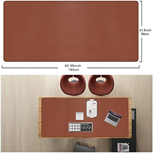 CENNBIE Leather Desk Mat,63" x 31.4" Desk Pad for Full Desk (Brown) - Image 2