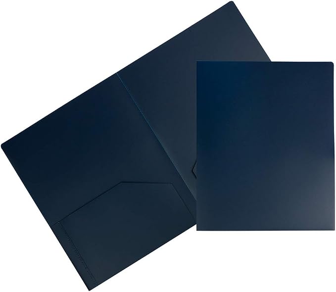 JAM PAPER Heavy Duty Plastic 2 Pocket Extra Tough School Folders - Navy Blue - 6/Pack by JAMPaper