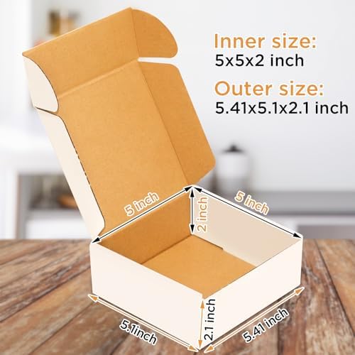 Corrugated Mailer, Pack of 50, Small Shipping Box, White box (5X5X2) - Image 2