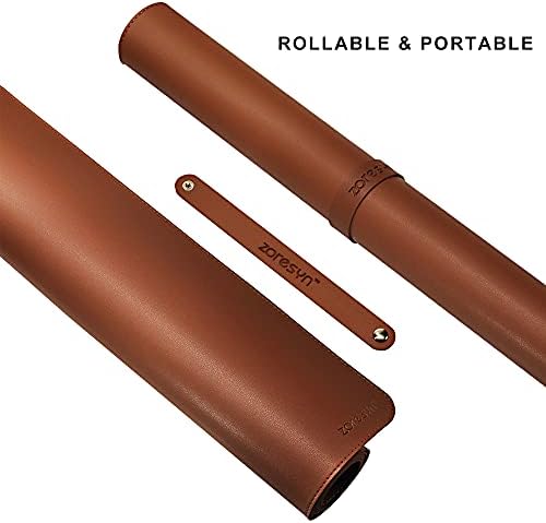 ZORESYN XL Faux Leather Desk Pad Protector, 47.2" x 15.8", Light Brown - Image 3