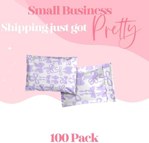 Pretty Package Store Poly Mailers 14.5x19, Purple Bows, 100 Pack - Image 2