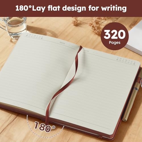Lined Journal Notebook for Women Men, 320 Pages A5 Journaling Notebook College Ruled with 100GSM Thick Paper, Hardcover Leather Notebook for Work Writing Note Taking Diary, School, 5.7'' X 8.4'' - Image 4