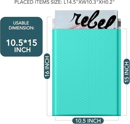 Metronic Bubble Mailers 10.5x16 Inch Teal 500 Pack Padded Envelopes - Image 2