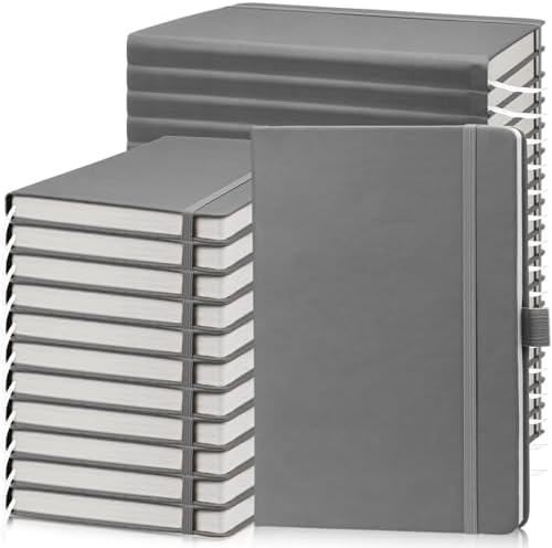Laumoi 28 Pack A5 PU Leather Lined Notebook Journal, Grey,Simple by Unknown