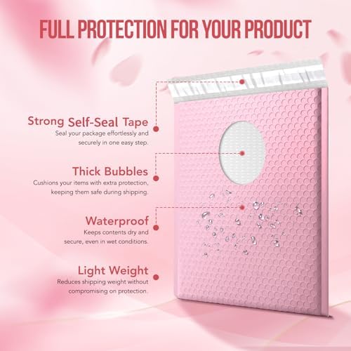 Fuxury 12x15 Bubble Mailers 40 Pack Light Pink Padded Envelopes - Image 3