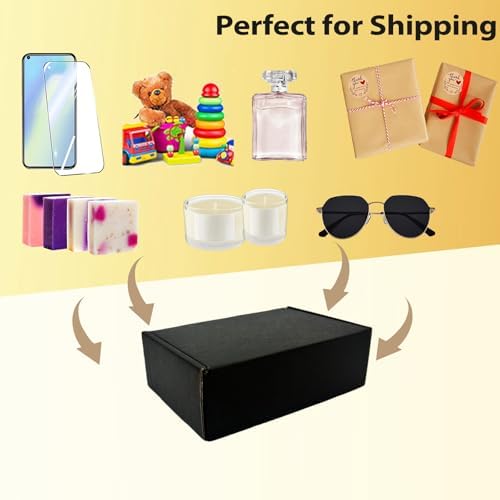 Small Shipping Boxes 6x4x2, Set of 50, Black Corrugated Cardboard Box Mailer (YD642-50BK) - Image 6