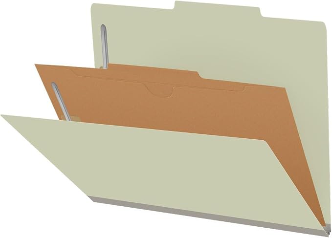 25 Pt. Pressboard Classification Folders, 2/5 Cut ROC Top Tab, Letter Size, 1 Pocket Divider, Light Green (Box of 10) - Image 4