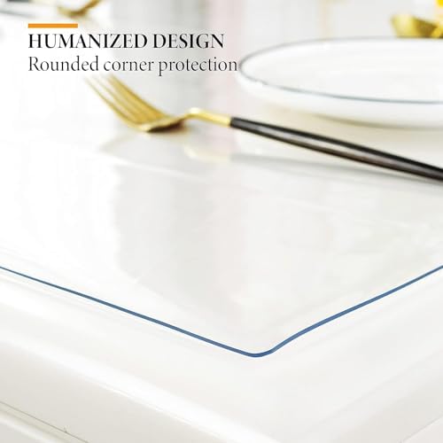 Deep Dream 2.0mm Clear Desk Cover Protector, 46×96 Inch Clear Table Protector, Rectangular Vinyl Desk Pad, PVC Plastic Table Cover for Office, Dresser, Night Stand, Computer & Writing Desk Tabletop - Image 3
