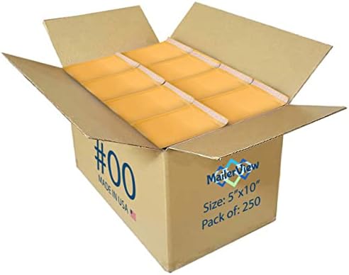 Kraft Bubble Mailers 5x10, Self Seal Padded Envelopes #00, 250 Pack Bulk by MAILERVIEW