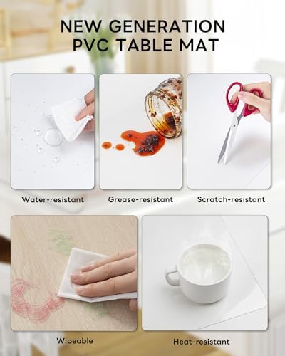 YSAGi Clear Desk mat,Non-Slip PVC Clear Desk Pad for Keyboard & Mouse,Large Mouse Pad,Heat Resistant & Waterproof Desk Protector Mat,Frosted Transparent Desk Writing Mat for Office & Home(63x22inch) - Image 2