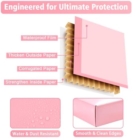 9"x6"x4" 30 Pack Shipping Boxes, Glossy Pink Corrugated Cardboard Mailing Boxes for Small Business Packaging, Shipping Mugs, Subscription Boxes - Image 3
