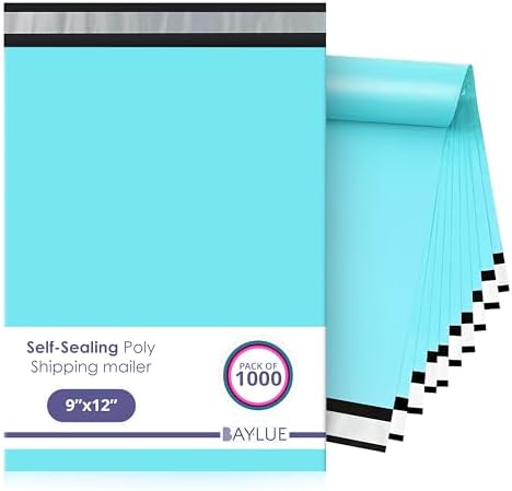 Teal Poly Mailers 9x12, Self Seal Shipping & Mailing Bags, 1000 Pack Bulk by BAYLUE