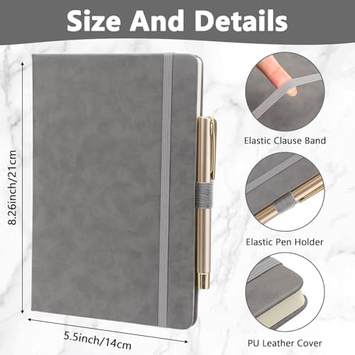 Laumoi 28 Pack A5 PU Leather Lined Notebook Journal, Grey,Simple - Image 2