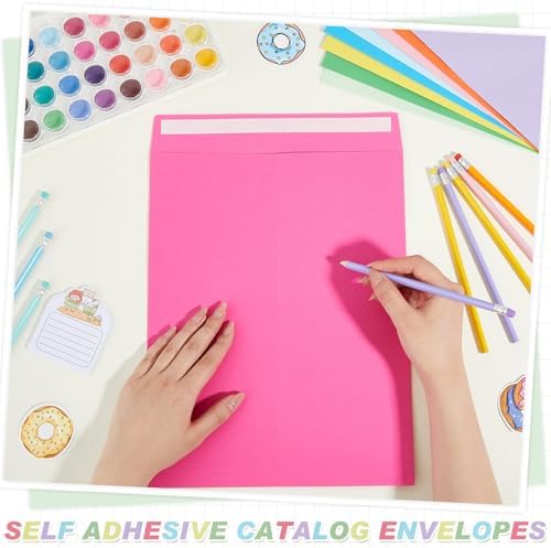 100 Pcs 10'' x 13'' Catalog Envelopes Self Adhesive 32lb Manila Envelopes Kraft Peel & Seal for Secure Mailing Storage Organizing for Office Business Home(10 Colors) - Image 6
