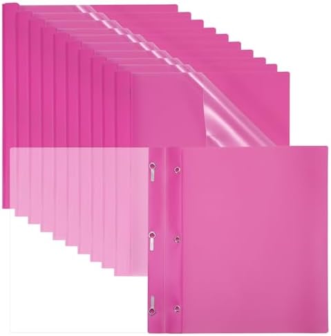 PATIKIL Plastic Report Covers with Prong, 30 Pcs 80 Sheet Clear Front Presentation Binders with 3 Metal Prong Fasteners Report Folder for Resume Documents Files Letter, Rose Red by PATIKIL