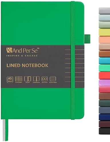 &And Per Se Lined Journal Notebook, 160 Pages, A5 5.7 x 8 inches College Ruled Thick Paper Notebook Journals for Writing, Hardcover Notebooks for Women Men Office School (1 Pack, Emerald) by AndPerSe