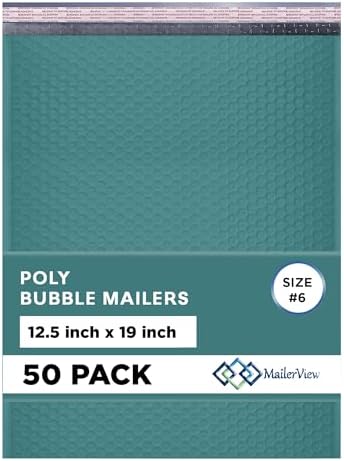 Green Bubble Mailers 12.5x19, Self Seal Poly Padded Envelopes #6, 50 Pack by MAILERVIEW