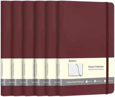 Comix 6 Pack Lined Journal Notebooks for Work, 240 Pages, 5.5"x8.3" by Comix