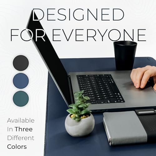 Nordik Felt and Leather Desk Mat - Dual Layer Midnight Blue 35 x 17 in - Image 2