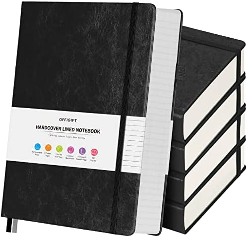 5 Pack College Ruled Notebook Bulk, A5, 312 Numbered Page Thick Journal Set by OFFIGIFT