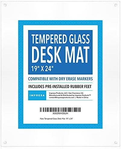 IMPRESA Clear Tempered Glass Desk Mat - 19 x 24 in, Clear - Table Protector & Desktop Mat for Office Accessories with Dry-Erase Surface & Preinstalled Rubber Feet - Image 7