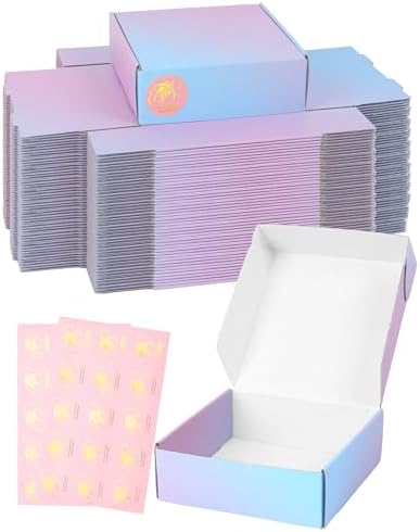 50 Pack 6x6x2 Shipping Boxes for Small Business, Purple Gradient Corrugated Cardboard Boxes, Mailer Packaging Boxes for Nail Candle Grad Gift Literature Shipping by TryDrem