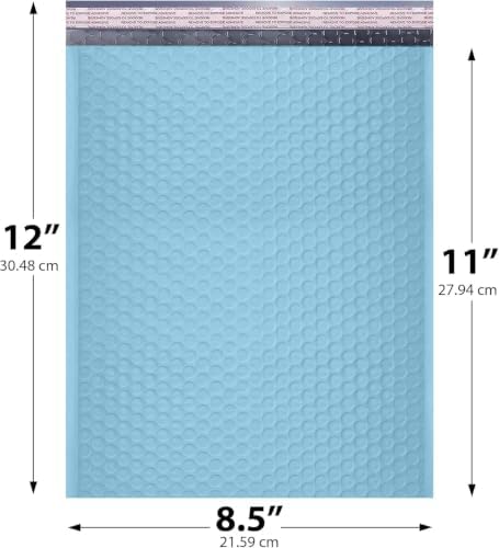Light Blue Bubble Mailers 8.5x12, Poly Padded Envelopes #2, 300 Pack - Image 2