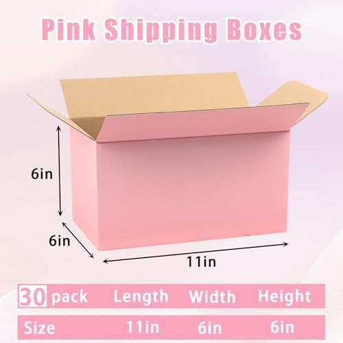 11x6x6 Pink Shipping Boxes, 30 Pack Mailing Boxes for Small Business, Corrugated Cardboard Boxes for Packaging, Shipping - Image 2