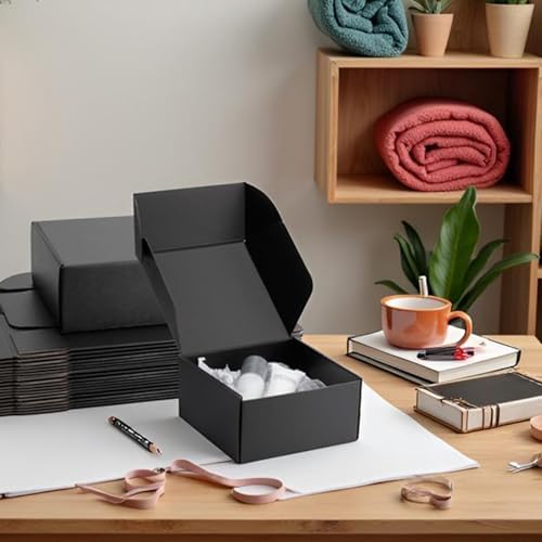 8x8x4 inch Black Shipping Boxes for Small Business- Set of 25 - Image 5