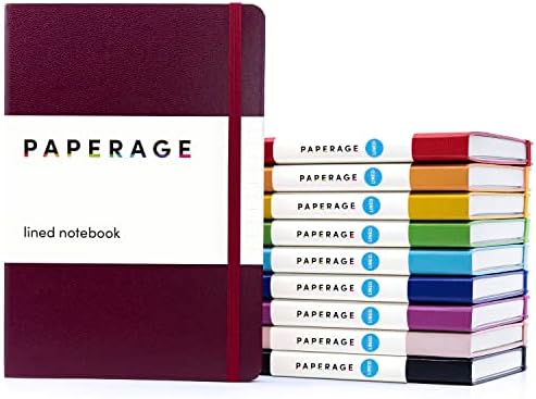 PAPERAGE Lined Journal Notebook, 10 Pack, (Bright Rainbow), 160 Pages, Medium 5.6 in x 8 in - 100 GSM Thick Paper – Hardcover Journaling Notebook for Work, School & Note Taking by PAPERAGE