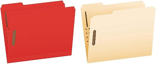 Pendaflex Fastener Folders, Letter Size, Red, 50 per Box, with 2 Fasteners and 1/3 Cut Tabs in Left, Right, Center Positions by Pendaflex