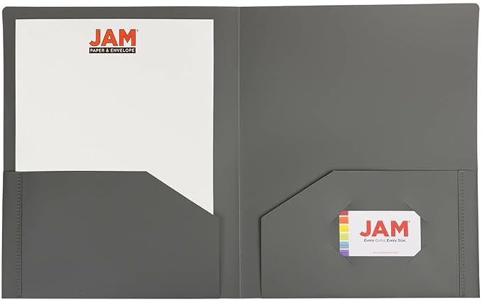JAM PAPER Heavy Duty Plastic 2 Pocket Extra Tough School Folders - Grey - Bulk 144/Box - Image 4