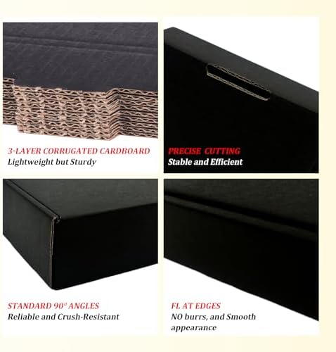 Small Shipping Boxes 6x4x2, Set of 50, Black Corrugated Cardboard Box Mailer (YD642-50BK) - Image 4