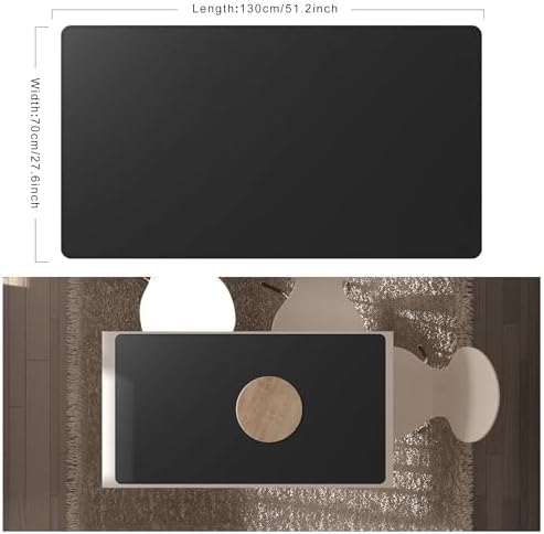 Cacoy 51.2" x 27.5" Large Leather Desk Mat, Extended Mega Size Computer Mouse Pad for Full Desk Coverage, Waterproof Office Desk Protector, PU Leather Desk Pad Blotters (Black) - Image 2