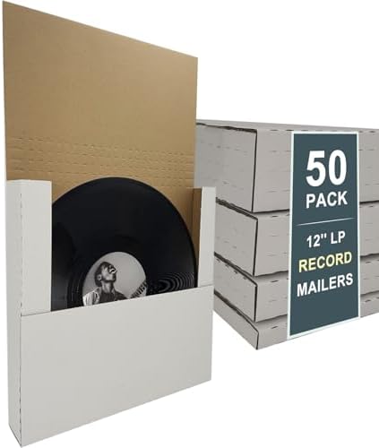 50 Pack 12.5×12.5×2" Vinyl Record Mailers, Height-Adjustable for LPs by SZYANGDA