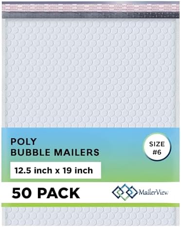 Arctic White Bubble Mailers 12.5x19 Poly Padded Envelopes #6 50 Pack by MAILERVIEW