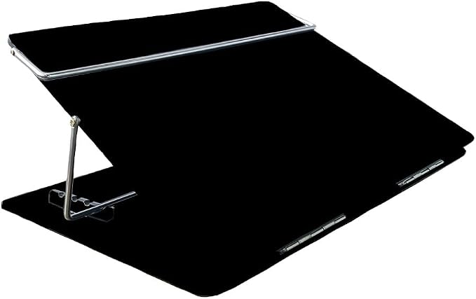 Table Top Elevator, Height Adjustable in-Line Document Holder Ergonomic Slanted Writing and Reading Stand for Desktop (Black Smoke, 12 x 16 inch) (Black, Small) by LUVYANSH