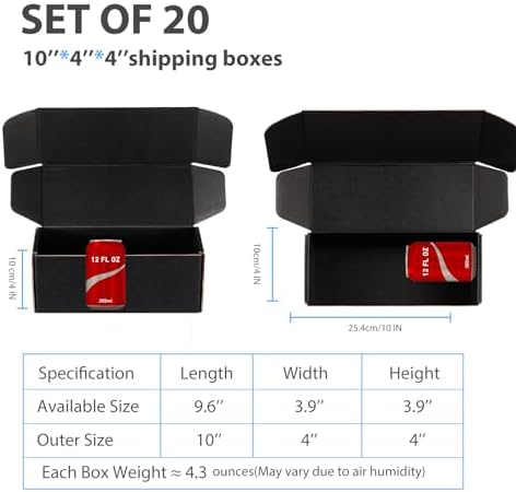 Black Shipping Boxes 10x4x4 Inches, 20 Pack - Image 2