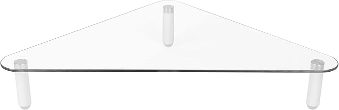 Kantek Glass Corner Monitor Riser, 19.7" x 11" x 3.25", Clear, Supports 40 lbs by Kantek