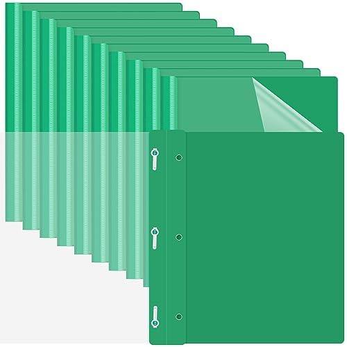 Teling 72 Pack Clear Front Report Covers with 3 Prong Fasteners, Green by Teling