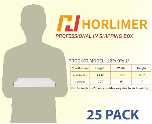 HORLIMER 12x9x1 inches Shipping Boxes Set of 25, White Corrugated Cardboard Box Literature Mailer - Image 2
