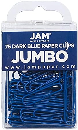 JAM PAPER Colorful Jumbo Paper Clips - Large 2 Inch - Dark Blue Paperclips - 75/Pack by JAMPaper