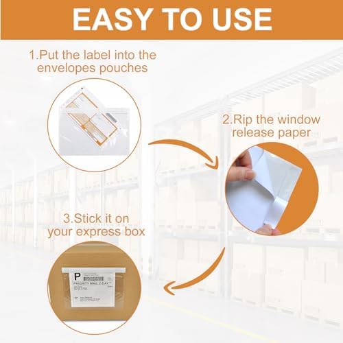 BESTEASY 6" x 9" Packing List Pouches, Strong Adhesive Plastic List Label Envelope, Clear Top Loading Packing List 200 Packs - Image 6