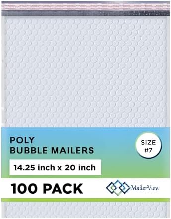 Arctic White Bubble Mailers 14.25x20 Poly Padded Mailers #7 100 Pack by MAILERVIEW