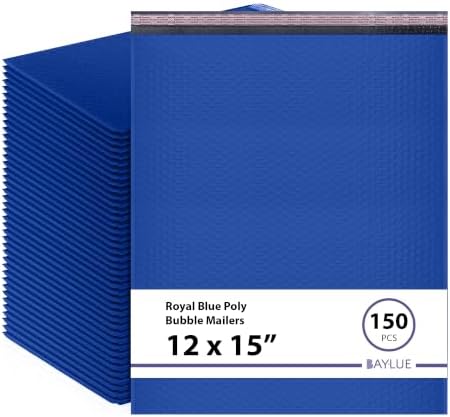 Royal Blue Bubble Mailers 12x15, Self Seal Poly Padded Envelopes, 150 Pack by BAYLUE