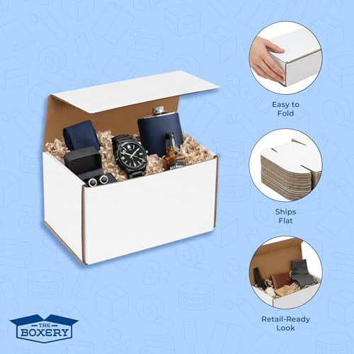 The Boxery Corrugated Mailers White Tuck Shipping Boxes (5x4x4) - Image 5