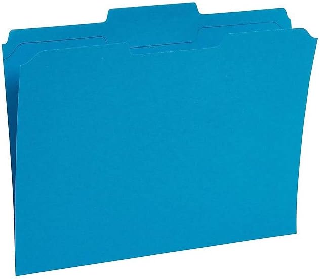 Staples Reinforced Colored File Folders, Letter Size, 3‑Tab Design, Blue, Heavy‑Duty Construction, 100/Box - Image 2