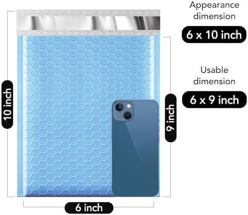 Fuxury Bubble Mailer 6x10" 600 Pack Light Blue - Image 2